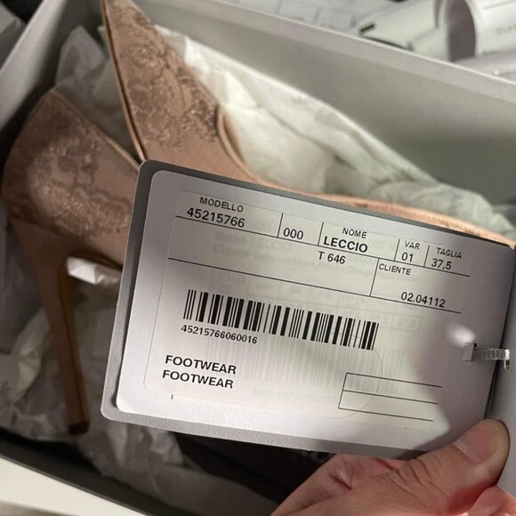 NIB MaxMara Leccio nude lace high heels pointed toe  taupe 37.5 - Picture 8 of 16